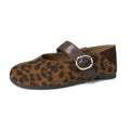 2233-1 Leopard Pattern Mary Jane Shoes - Women's Autumn Retro Korean Style Low Heel Single Shoes - Women's Soft Bottom Casual Round-toe Shoes